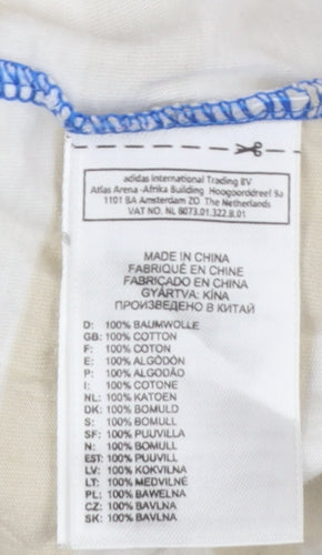 Adidas Womens Beige Striped V-Neck Cotton T-Shirt Size 10