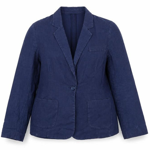 John Lewis Capsule Collection Navy Linen Single-Breasted Blazer Size 14