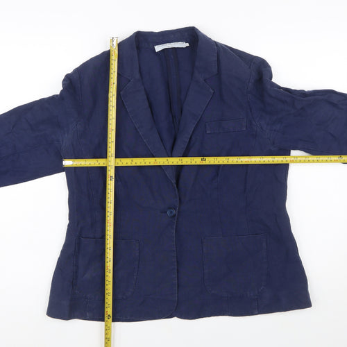 John Lewis Capsule Collection Navy Linen Single-Breasted Blazer Size 14