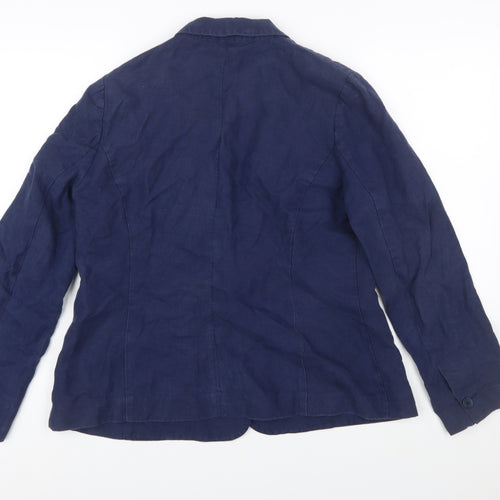 John Lewis Capsule Collection Navy Linen Single-Breasted Blazer Size 14