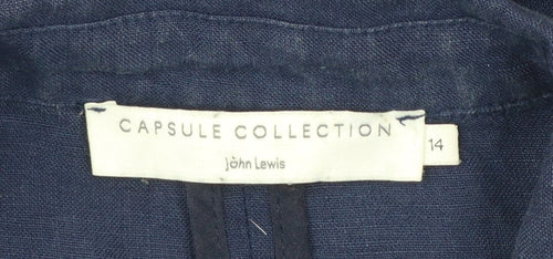 John Lewis Capsule Collection Navy Linen Single-Breasted Blazer Size 14
