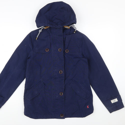 Joules Womens Blue Waterproof Cotton Parka Jacket Size 8