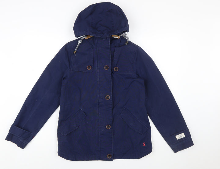 Joules Womens Blue Waterproof Cotton Parka Jacket Size 8