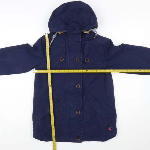 Joules Womens Blue Waterproof Cotton Parka Jacket Size 8