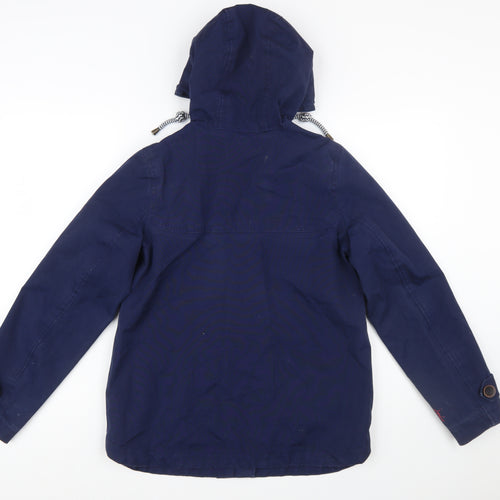 Joules Womens Blue Waterproof Cotton Parka Jacket Size 8