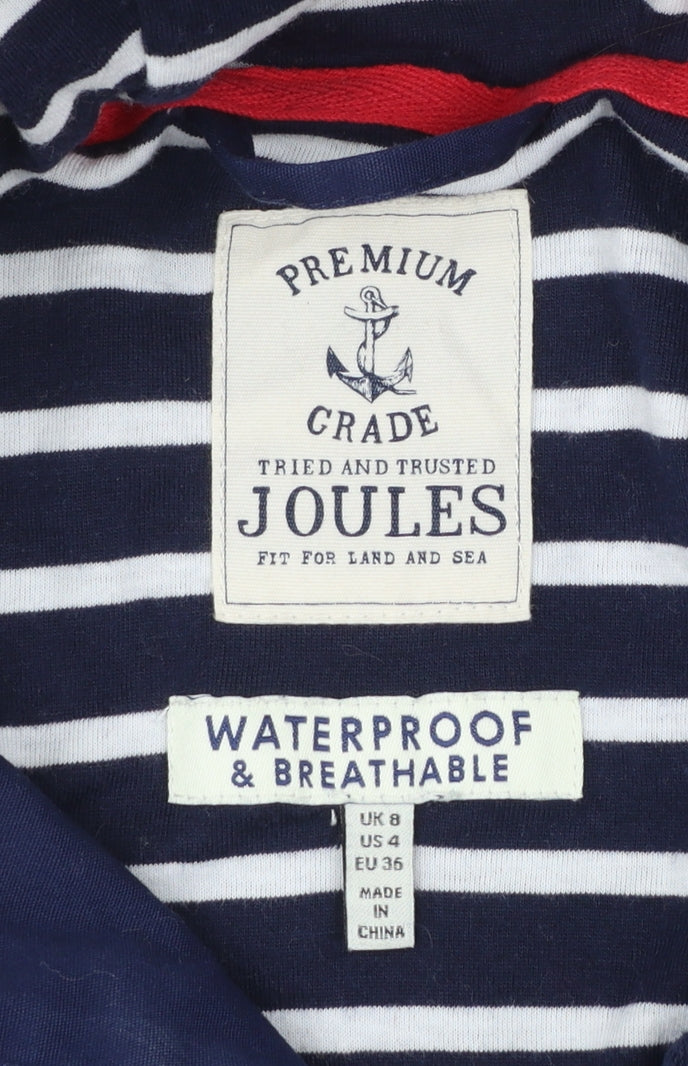 Joules Womens Blue Waterproof Cotton Parka Jacket Size 8