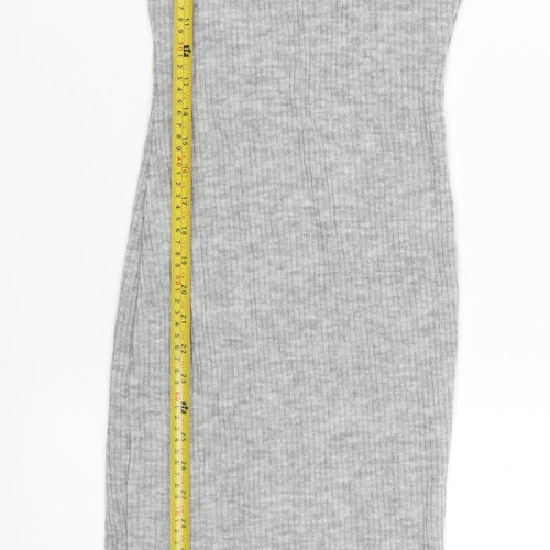 Glamorous Petite Grey Knit Bodycon Midi Roll Neck Dress Size 6