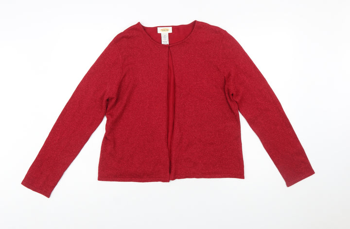 Talbots Women Red Silk Angora Blend Cardigan Size 10