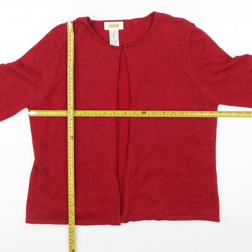 Talbots Women Red Silk Angora Blend Cardigan Size 10