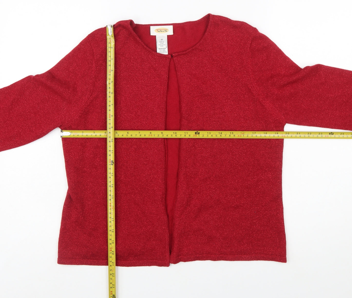 Talbots Women Red Silk Angora Blend Cardigan Size 10