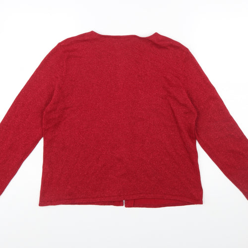 Talbots Women Red Silk Angora Blend Cardigan Size 10