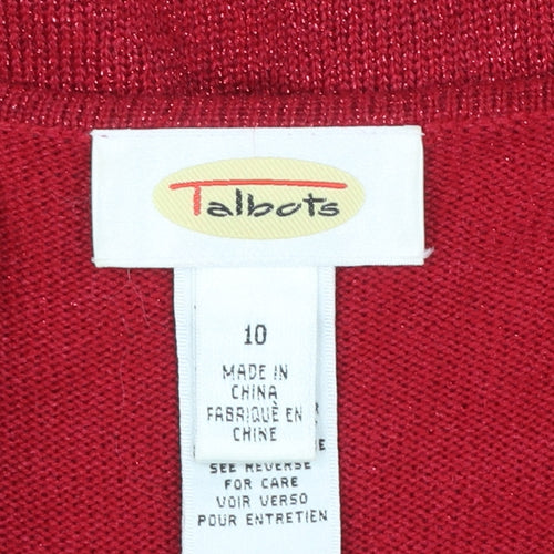 Talbots Women Red Silk Angora Blend Cardigan Size 10