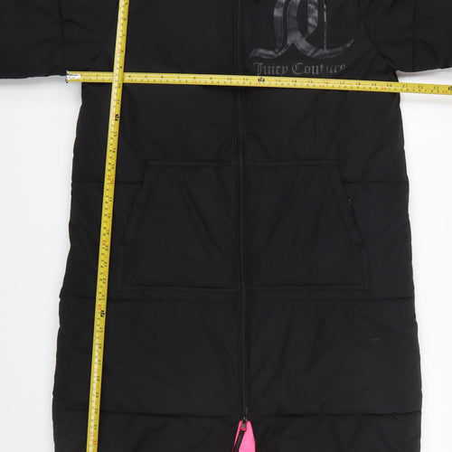 Juicy Couture Girls Black Long Hooded Puffer Coat 12-13 Years Winter