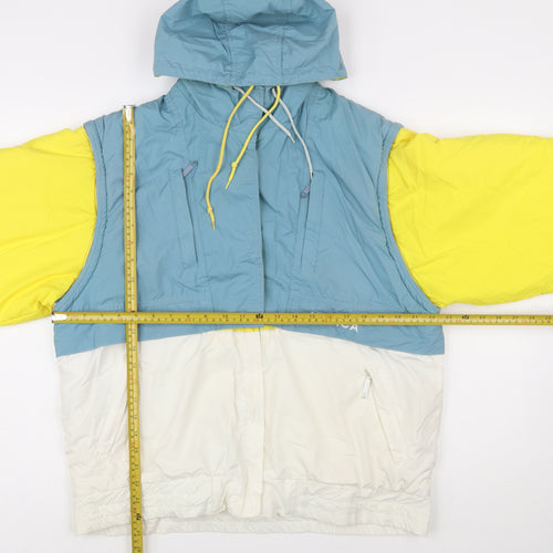 Nevica Women's Blue Yellow White Ski Jacket Size 10 Hooded Insulated