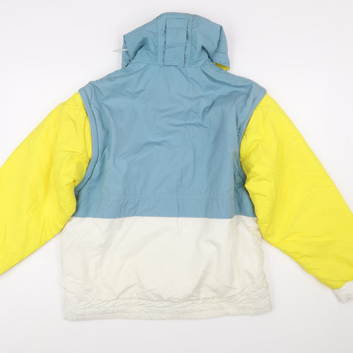 Nevica Women's Blue Yellow White Ski Jacket Size 10 Hooded Insulated