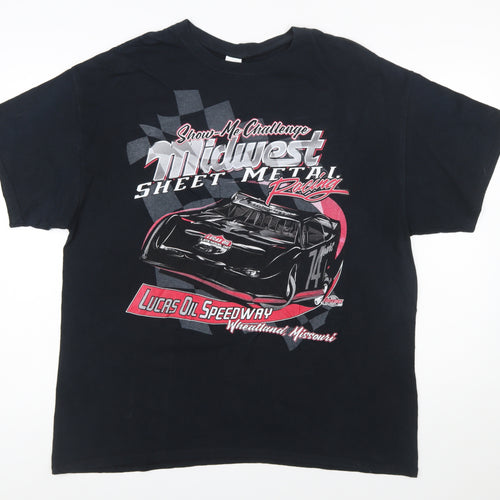 Gildan Men's Black XL Midwest Racing Graphic Cotton T-Shirt