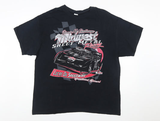 Gildan Men's Black XL Midwest Racing Graphic Cotton T-Shirt