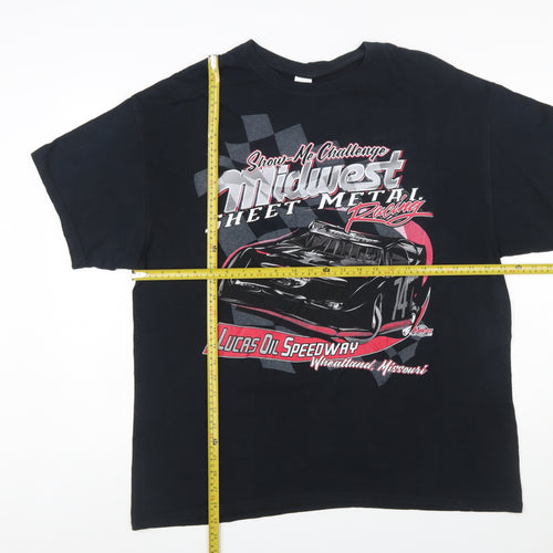 Gildan Men's Black XL Midwest Racing Graphic Cotton T-Shirt
