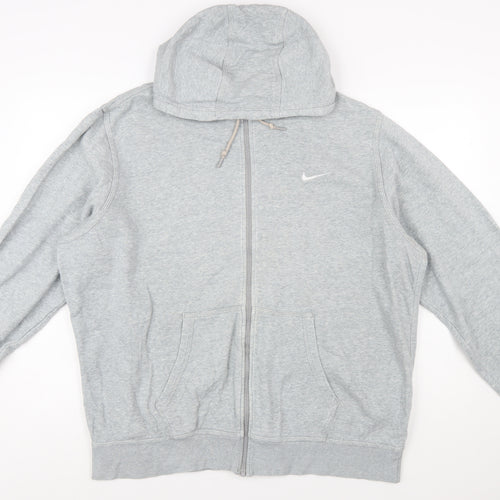 Nike Men's Grey Full Zip Hoodie XXL Cotton Blend Athletic Fit