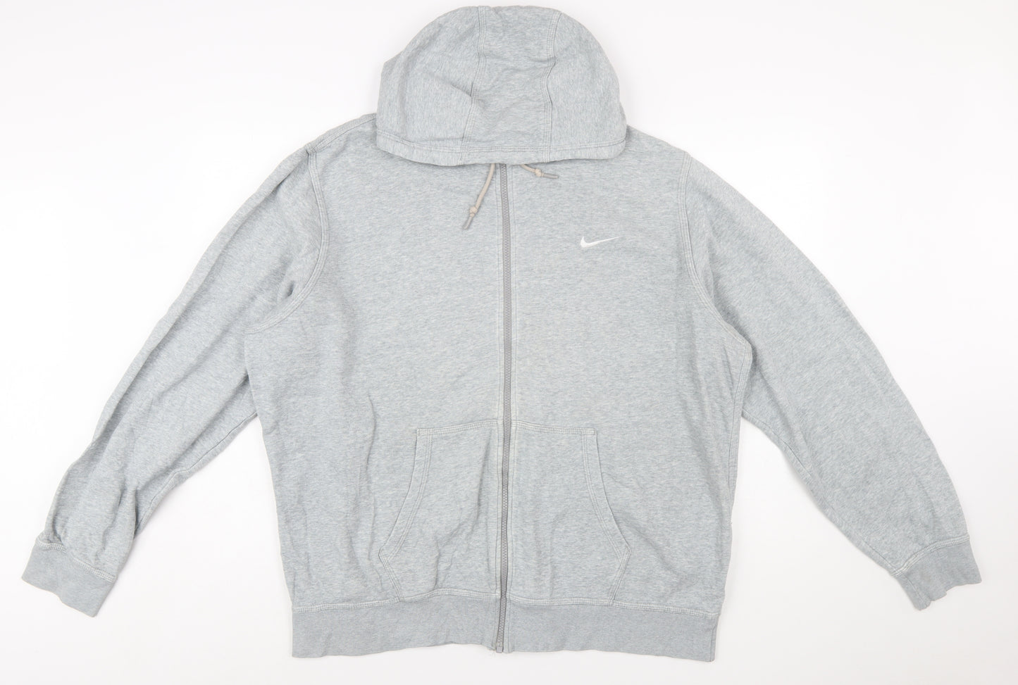 Nike Men's Grey Full Zip Hoodie XXL Cotton Blend Athletic Fit