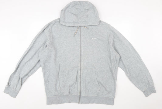 Nike Men's Grey Full Zip Hoodie XXL Cotton Blend Athletic Fit