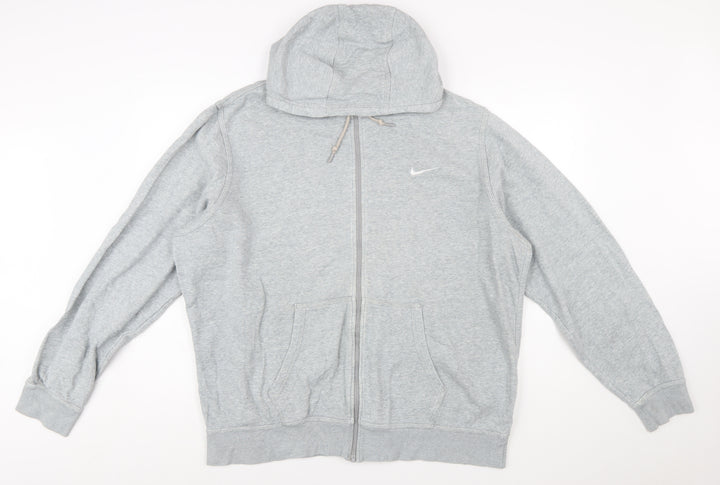 Nike Men's Grey Full Zip Hoodie XXL Cotton Blend Athletic Fit