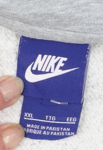 Nike Men's Grey Full Zip Hoodie XXL Cotton Blend Athletic Fit