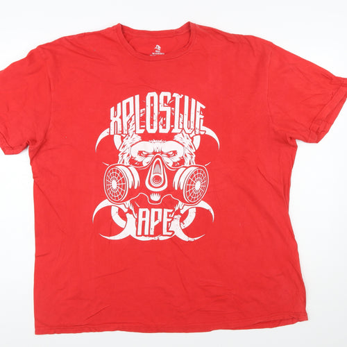 Xplosive Ape Men's Red Graphic 2XL Cotton Crew Neck T-Shirt