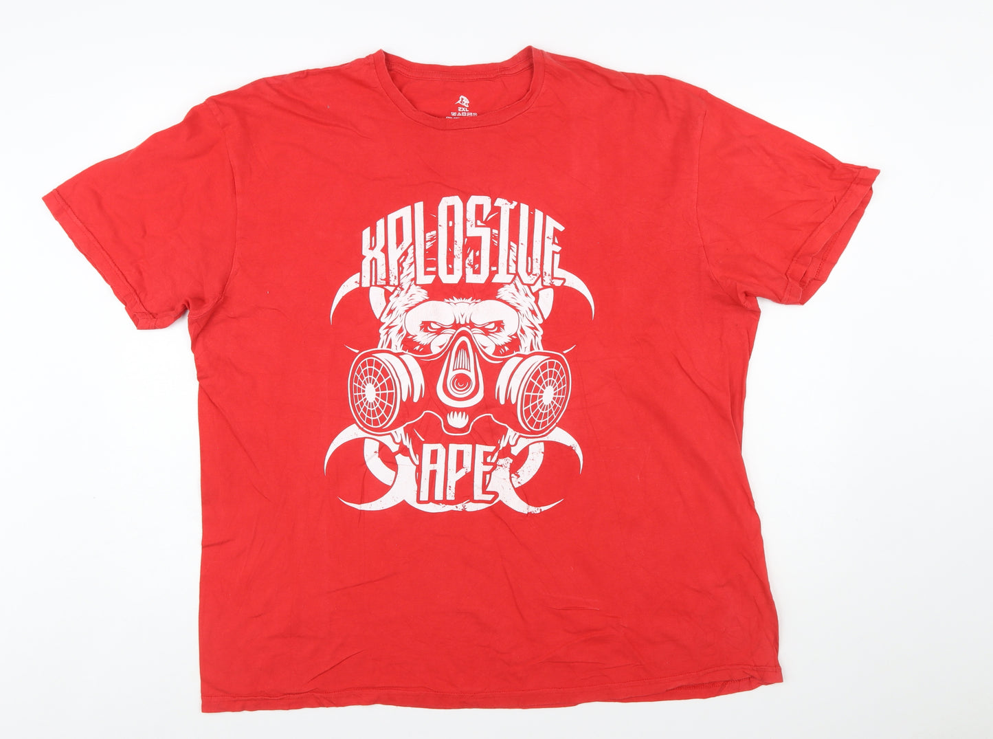 Xplosive Ape Men's Red Graphic 2XL Cotton Crew Neck T-Shirt
