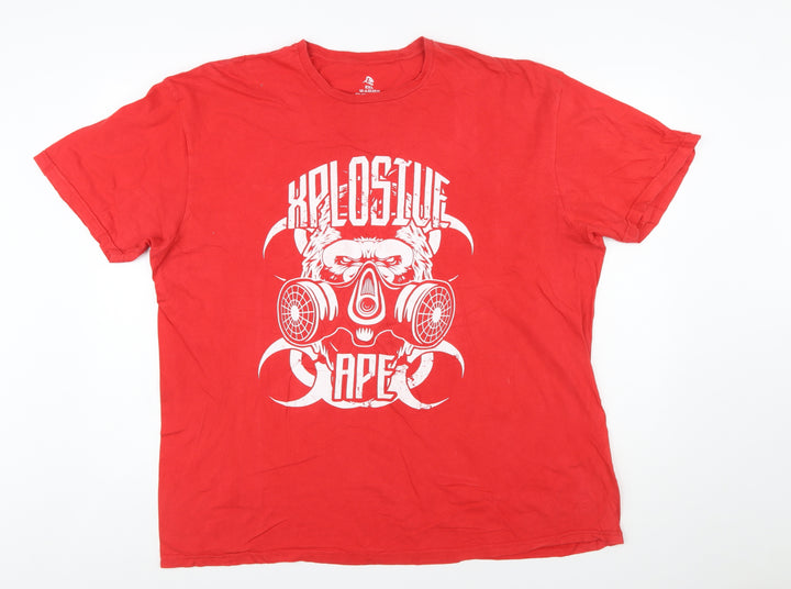 Xplosive Ape Men's Red Graphic 2XL Cotton Crew Neck T-Shirt
