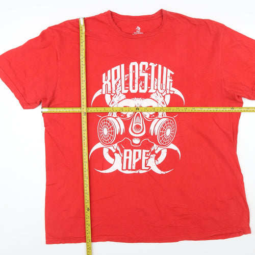 Xplosive Ape Men's Red Graphic 2XL Cotton Crew Neck T-Shirt