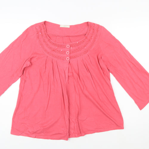 Marks and Spencer Women Pink Cotton Tunic Blouse UK 14
