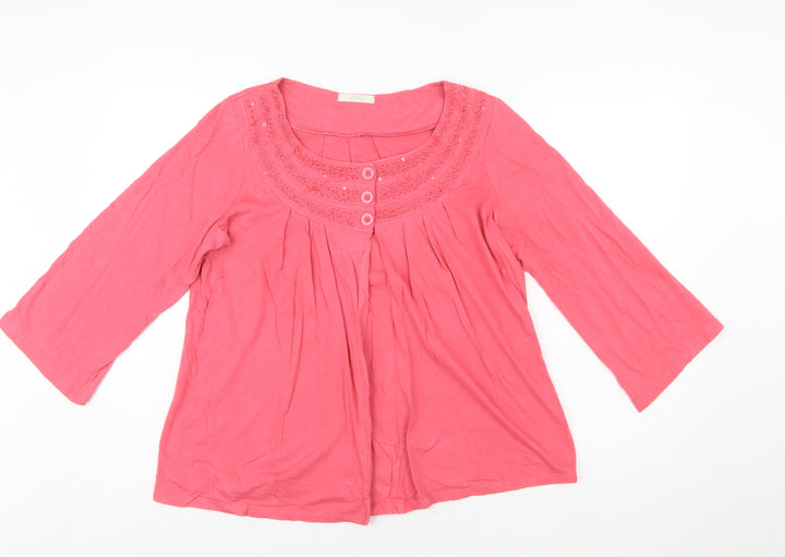 Marks and Spencer Women Pink Cotton Tunic Blouse UK 14