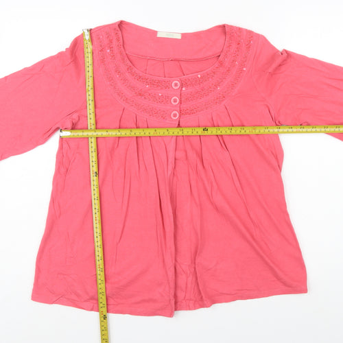 Marks and Spencer Women Pink Cotton Tunic Blouse UK 14