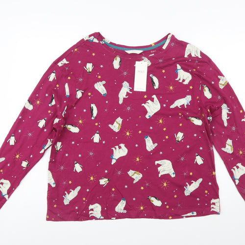 Marks and Spencer Women’s Purple Animal Print Cotton Long Sleeve Nightshirt L