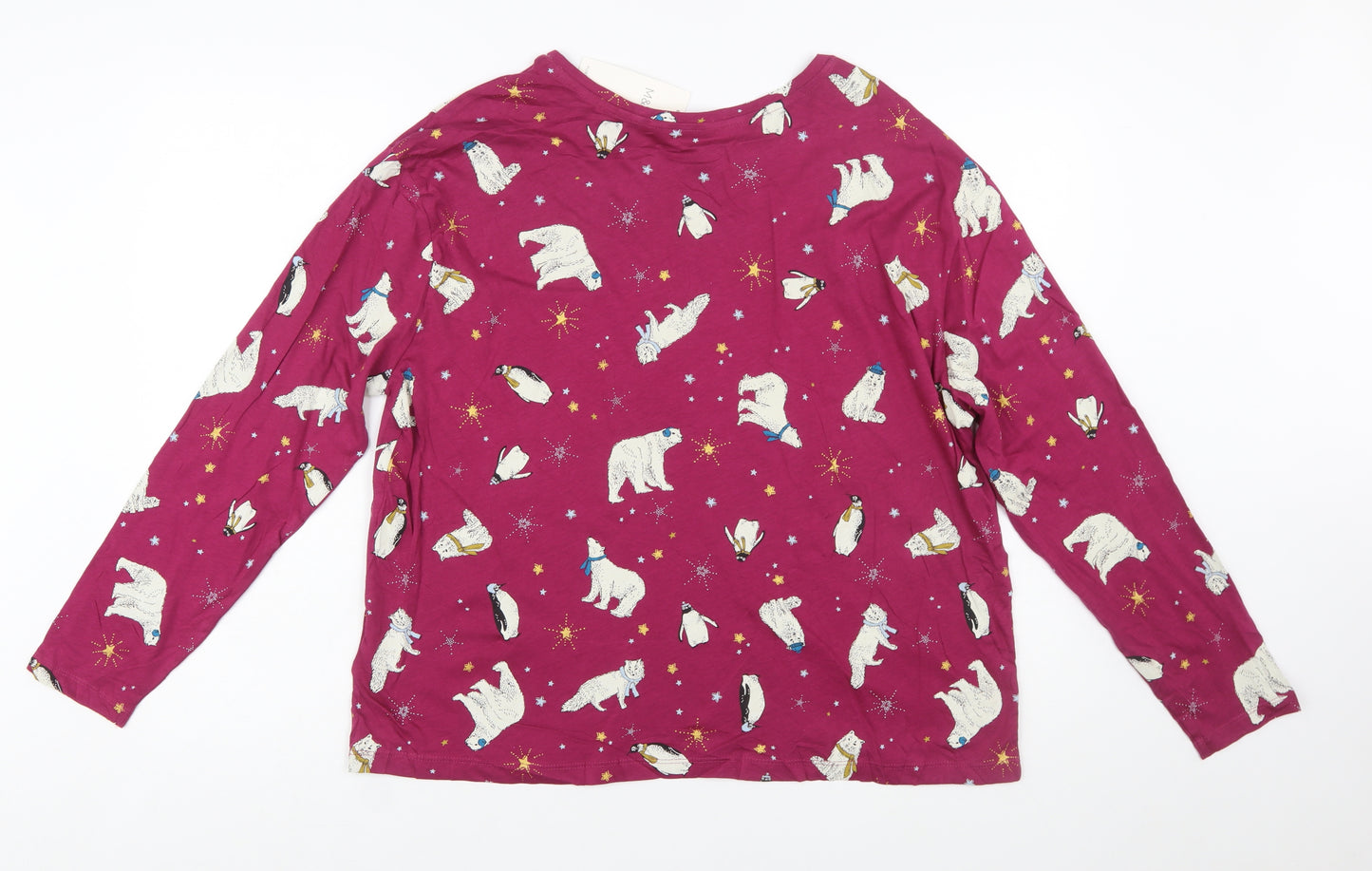 Marks and Spencer Women’s Purple Animal Print Cotton Long Sleeve Nightshirt L