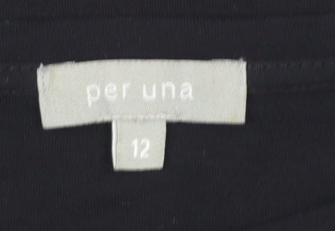Marks and Spencer Per Una Women Black Embroidered Cotton Long Sleeve Top Size 12