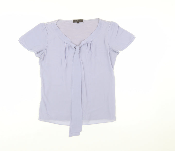 Reflect Women’s Light Purple Short Sleeve Bow Blouse Size 8