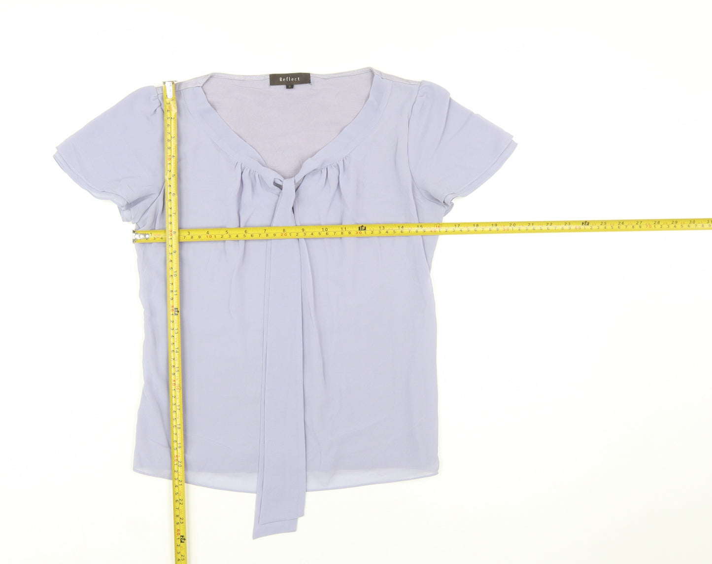 Reflect Women’s Light Purple Short Sleeve Bow Blouse Size 8