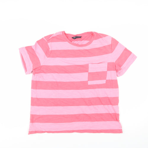 Marks and Spencer Women’s Pink Striped Cotton T-Shirt Size 12