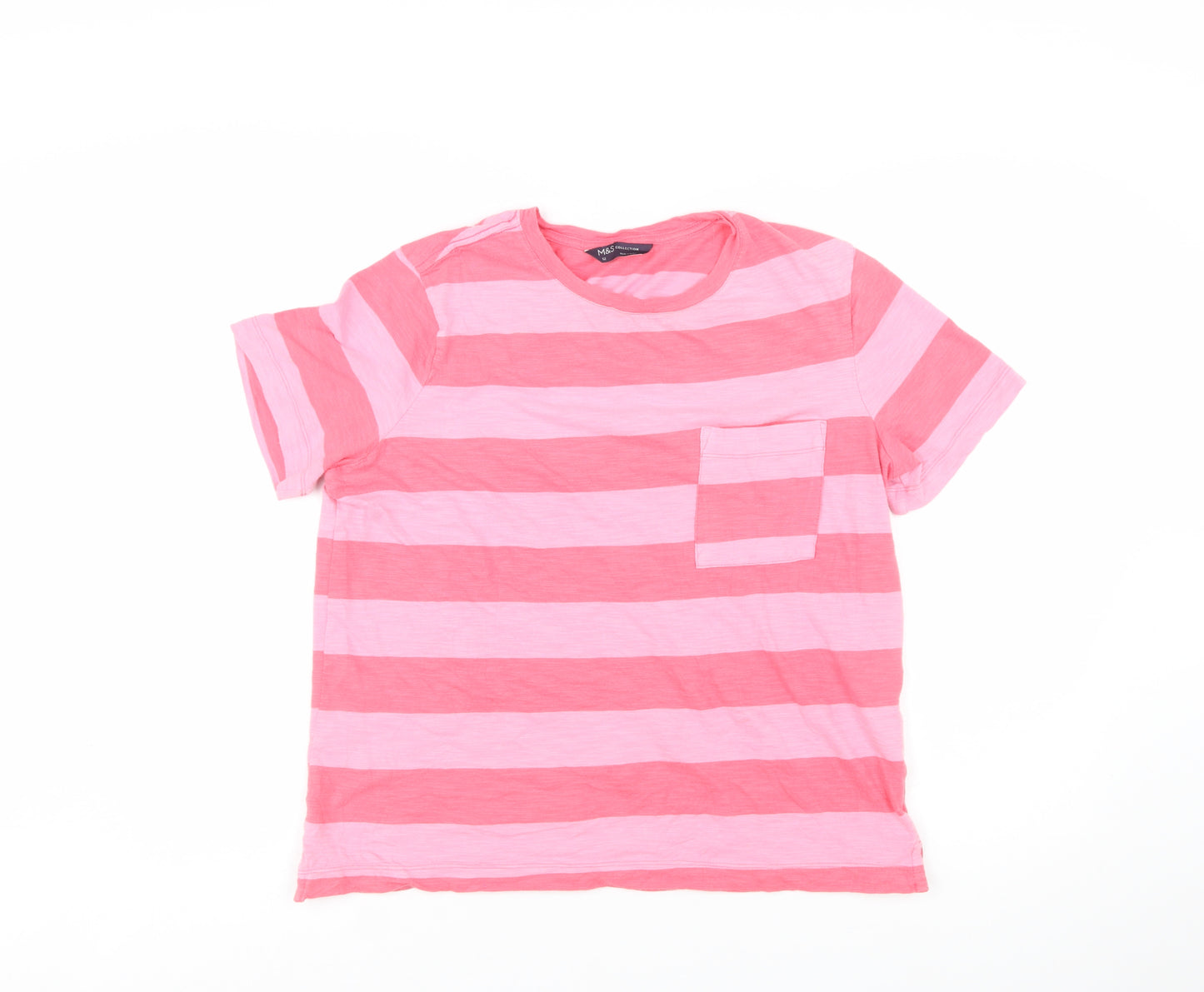Marks and Spencer Women’s Pink Striped Cotton T-Shirt Size 12