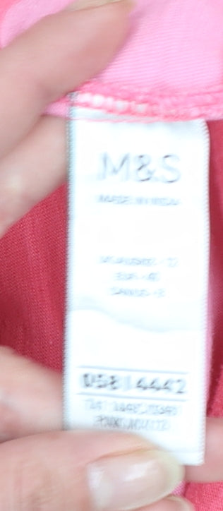 Marks and Spencer Women’s Pink Striped Cotton T-Shirt Size 12
