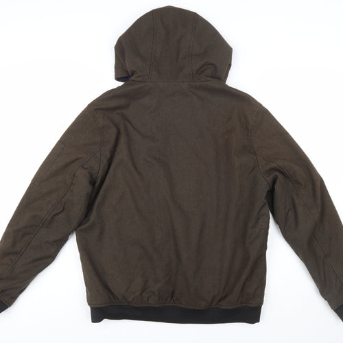 Tommy Hilfiger Men's Brown Hooded Bomber Jacket M Water Resistant Windproof