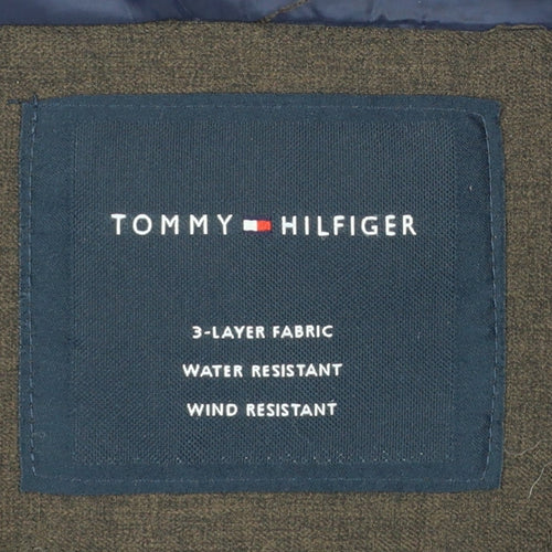 Tommy Hilfiger Men's Brown Hooded Bomber Jacket M Water Resistant Windproof