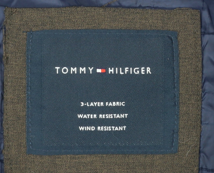 Tommy Hilfiger Men's Brown Hooded Bomber Jacket M Water Resistant Windproof
