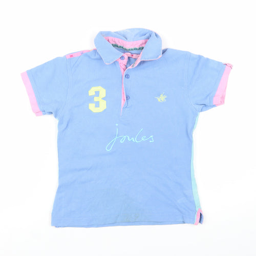 Joules Womens Blue Polo Shirt Size 8 Collared Short Sleeve Cotton