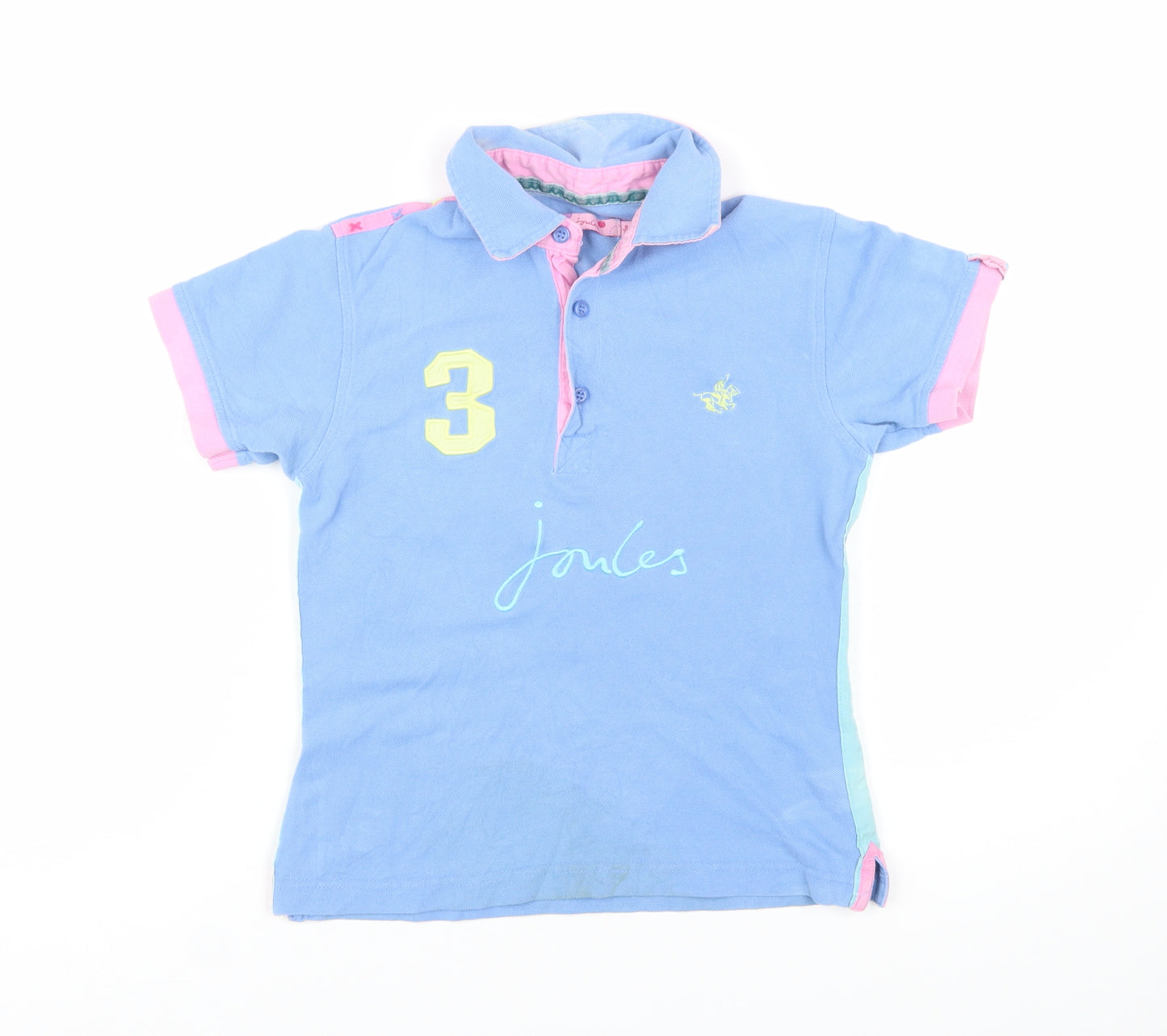 Joules Womens Blue Polo Shirt Size 8 Collared Short Sleeve Cotton
