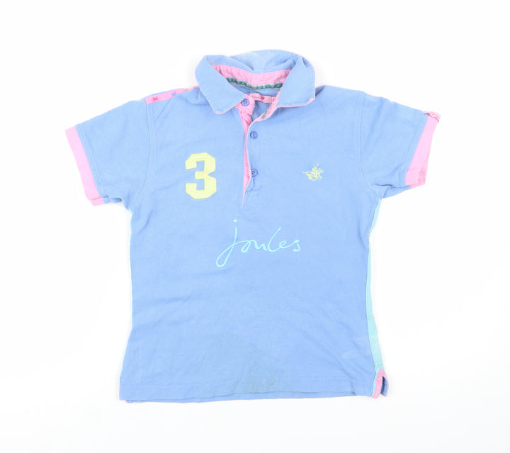 Joules Womens Blue Polo Shirt Size 8 Collared Short Sleeve Cotton