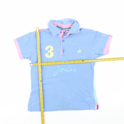 Joules Womens Blue Polo Shirt Size 8 Collared Short Sleeve Cotton