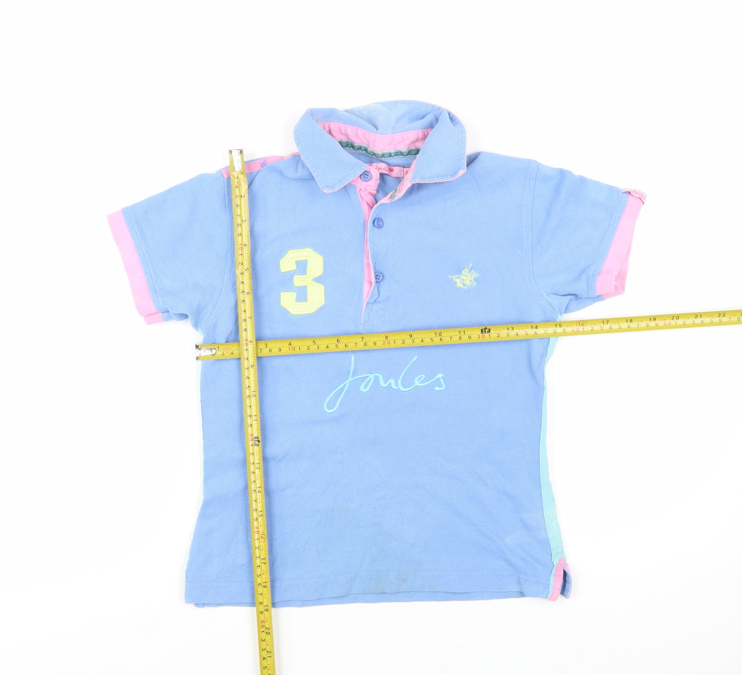 Joules Womens Blue Polo Shirt Size 8 Collared Short Sleeve Cotton